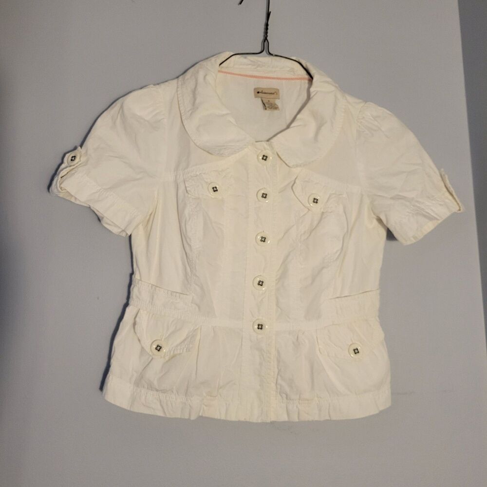 Anthropologie Elevenses White Peplum Jacket Size 2 Retails: $88